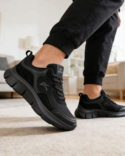 Pantofi sport de barbati cu inseretii din plasa, B4062 - Negru
