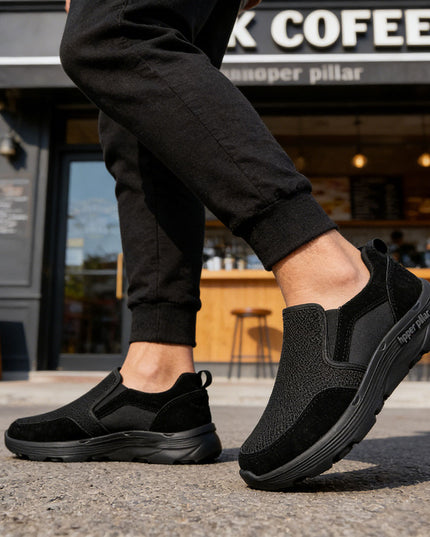 Pantofi sport de barbati cu inseretii din plasa, B4030 - Negru