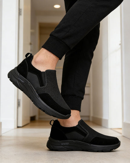 Pantofi sport de barbati cu inseretii din plasa, B4030 - Negru