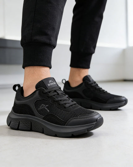Pantofi sport de barbati cu inseretii din plasa, B4062 - Negru