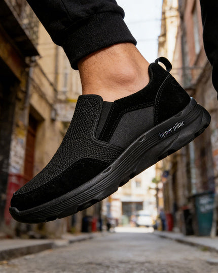 Pantofi sport de barbati cu inseretii din plasa, B4030 - Negru