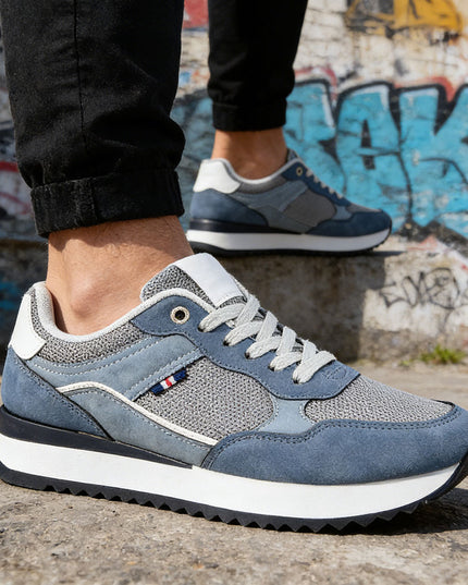 Pantofi sport de barbati cu inseretii din plasa, B4057 - Albastru Deschis