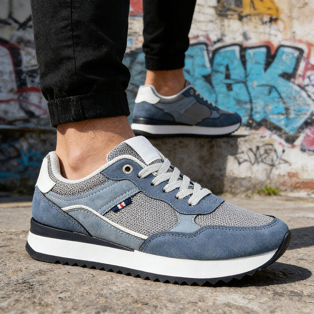 Pantofi sport de barbati,cu inseretii din plasa,B4057,Albastru Deschis