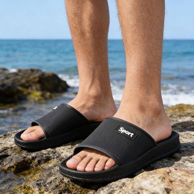 Papuci de casa Barbati din PVC, PB2028 - Negru