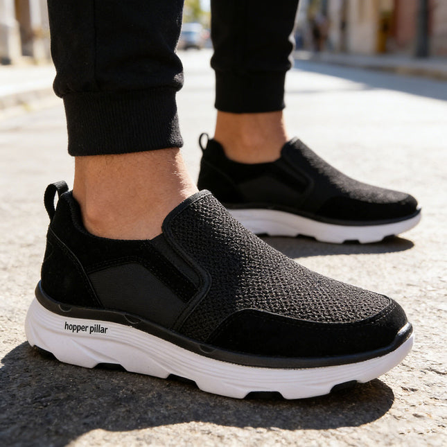 Pantofi sport de barbati,cu inseretii din plasa,B4030,Negru cu Alb