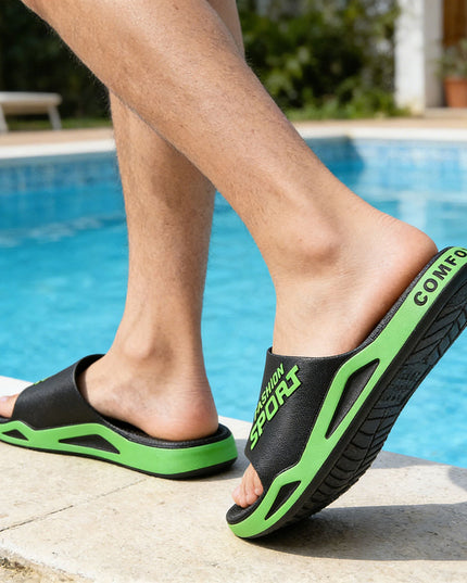Papuci de casa Barbati,Din PVC,PB2027,Negru cu Verde