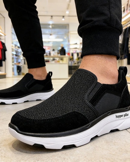 Pantofi sport de barbati cu inseretii din plasa, B4030 - Negru cu Alb