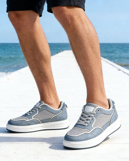 Pantofi sport de barbati din piele ecologica, B4071 - Albastru deschis