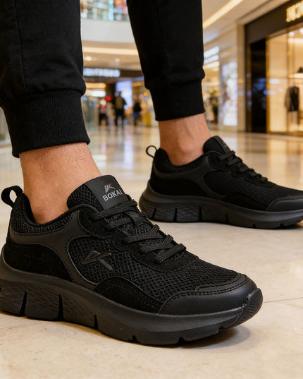 Pantofi sport de barbati cu inseretii din plasa, B4062 - Negru