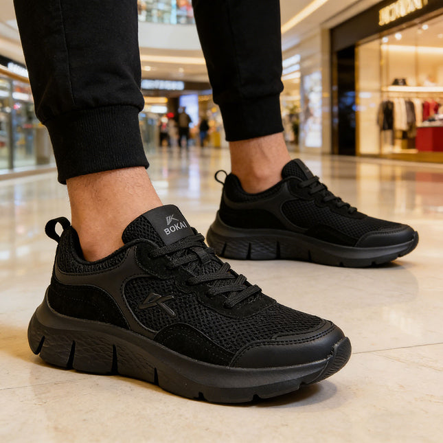 Pantofi sport de barbati,cu inseretii din plasa,B4062,Negru