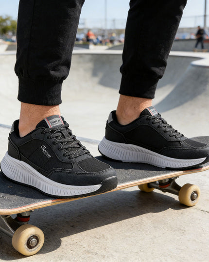 Pantofi sport de barbati din piele ecologica, B4060 - Negru