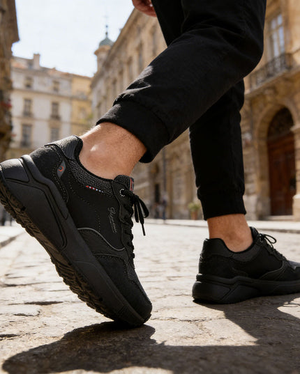 Pantofi sport de barbati cu inseretii din plasa - B4063.Negru
