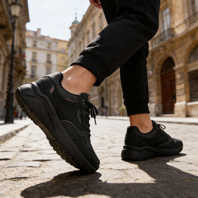 Pantofi sport de barbati,cu inseretii din plasa,B4063.Negru