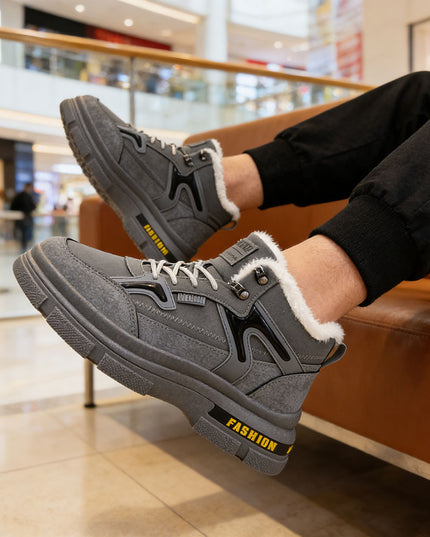 Ghete de Barbati piele ecologica, cu Interior Imblanit, GB4037 - Gri