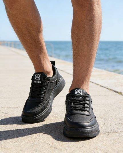 Pantofi sport de barbati din piele ecologica, B4058 - Negru