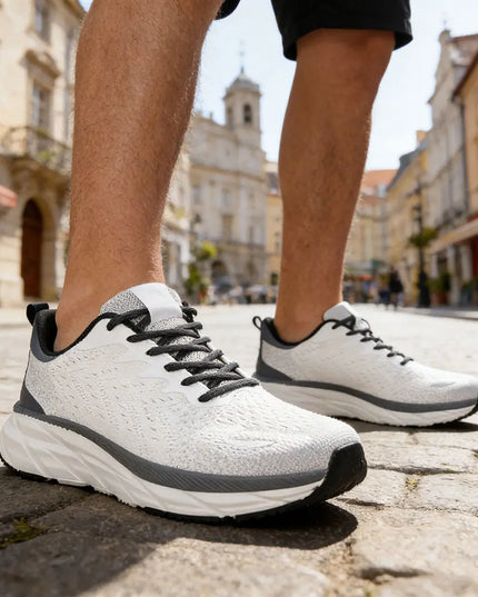 Pantofi sport de barbati,din material textil,1257,Alb cu Gri OEM