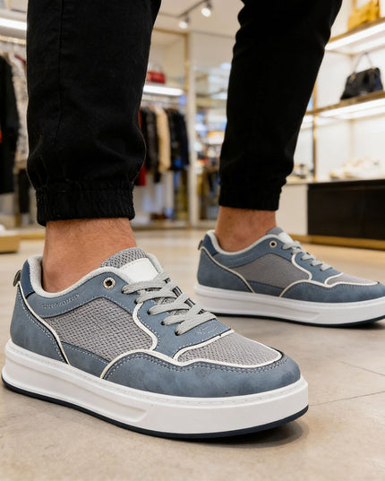 Pantofi sport de barbati din piele ecologica, B4071 - Albastru deschis