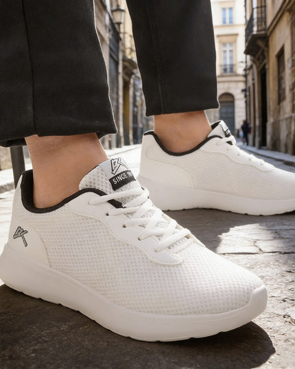 Pantofi sport de barbati din material textil, B4043 - Alb