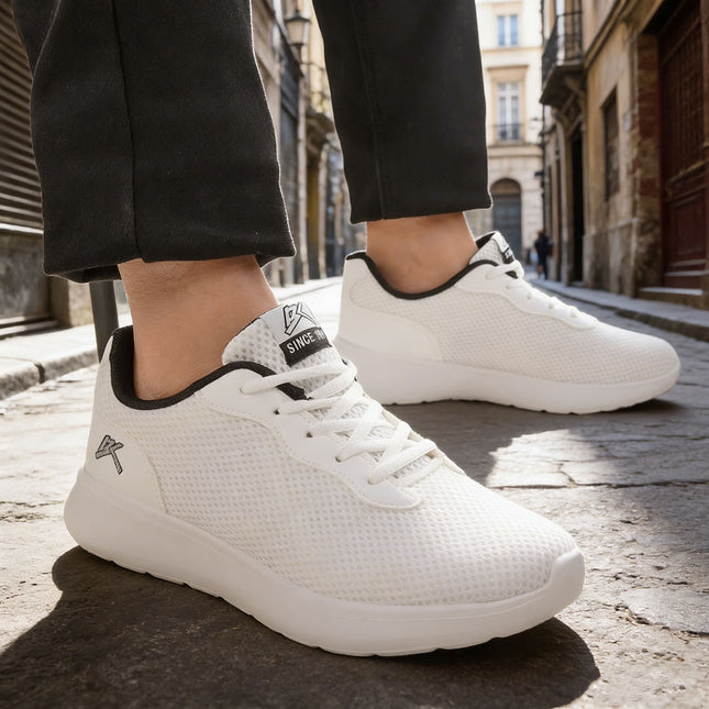 Pantofi sport de barbati din material textil, B4043 - Alb