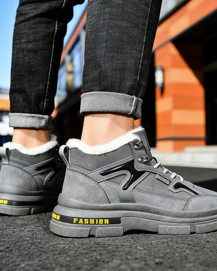 Ghete de Barbati piele ecologica, cu Interior Imblanit, GB4037 - Gri