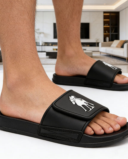 Papuci de casa Barbati,Din piele ecologica,PB2019,Negru