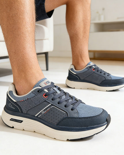 Pantofi sport de barbati din piele ecologica, B4061 - Albastru