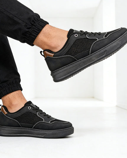 Pantofi sport de barbati din piele ecologica, B4071 - Negru