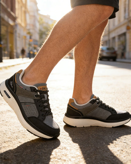 Pantofi sport de barbati din piele ecologica, B4061 - Negru