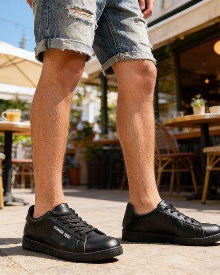 Pantofi sport de barbati piele ecologica, B4040 - Negru
