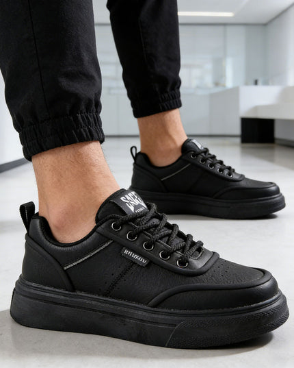 Pantofi sport de barbati din piele ecologica, B4058 - Negru