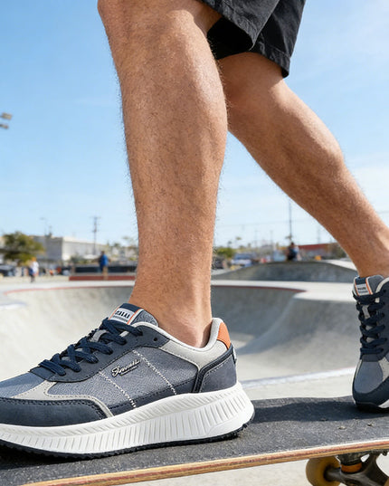 Pantofi sport de barbati din piele ecologica, B4060 - Albastru