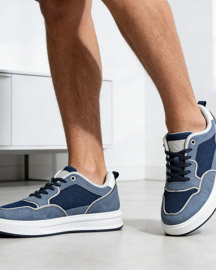 Pantofi sport de barbati din piele ecologica, B4071 - Albastru inchis