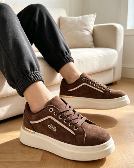 Pantofi Sport De Dama,Din Piele ecologica intoarsa,D1516,Maro