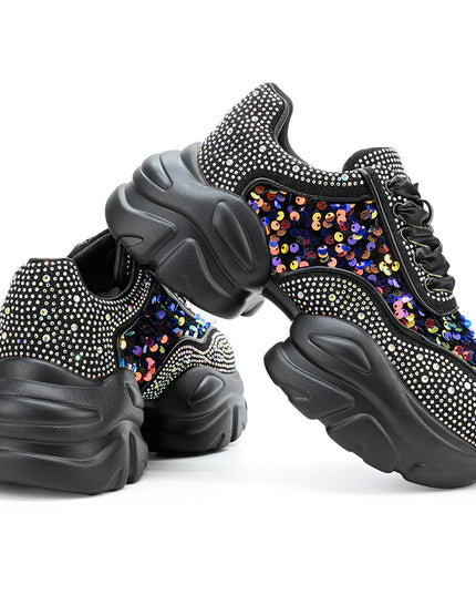 Pantofi sport de dama usori, cu platforma, D1322 - Negru