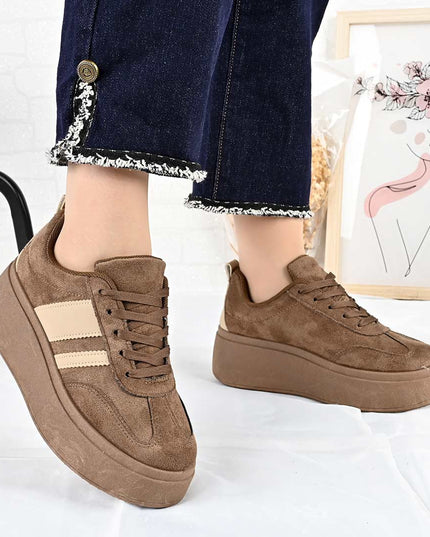 Pantofi Sport De Dama din Piele ecologica, D1482 - Maro