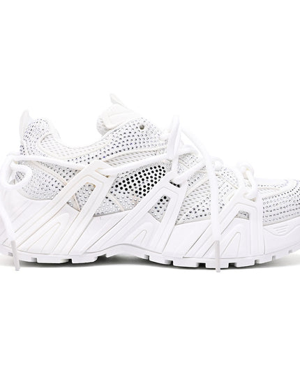 Pantofi Sport De Dama din Piele Ecologica Intoarsa, cu Strasuri, D1408 - Alb