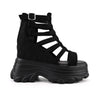 Sandale de dama,Cu platforma,Din Piele Ecologica Intoarsa,SA11,Negru
