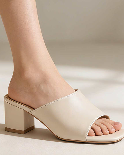 Papuci Casual De Dama cu Toc Groasa, PD1102 - Bej