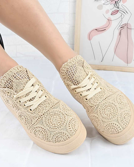 Pantofi Sport De Dama din material textil, D1493 - Bej
