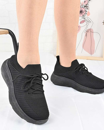 Pantofi Sport De Dama din material textil, D1491 - Negru