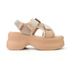 Sandale de dama,Cu platforma,Din Piele Din Material Textil,SA78,Kaki