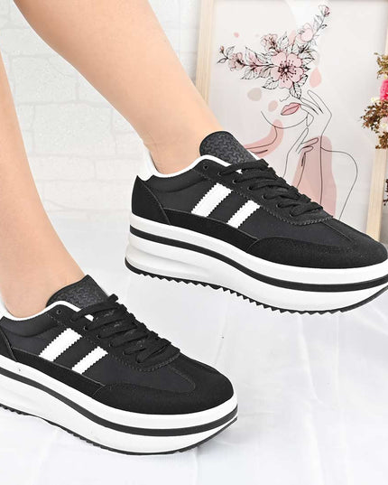 Pantofi Sport De Dama din material textil, D1494 - Negru