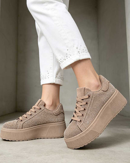 Pantofi Sport De Dama,Cu platforma,Din Piele ecologica intoarsa,D1515,Kaki