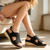 Sandale de Dama,Cu platforma,Din Piele Ecologica,SA131,Negru