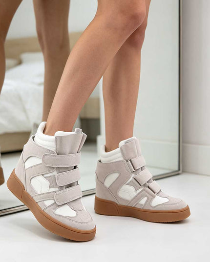 Pantofi Sport De Dama,Cu platforma,Din Piele ecologica intoarsa,D1512,Alb