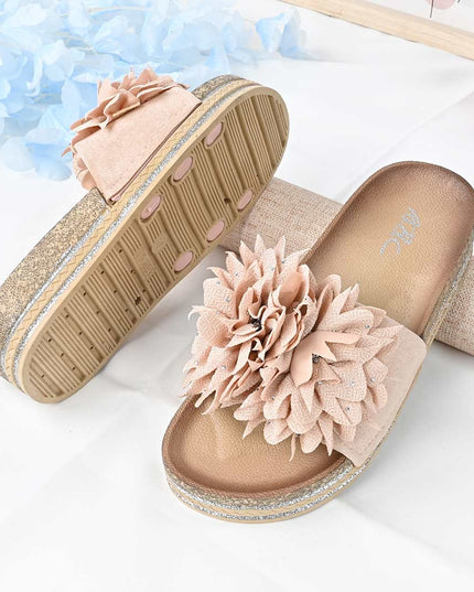 Papuci Casual De Dama din piele intoarsa ecologica, PD1090 - Roz