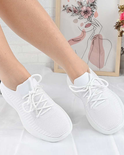 Pantofi Sport De Dama din material textil, D1491 - Alb