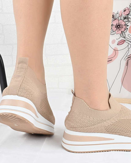 Pantofi Sport De Dama din material textil, D1492 - Khaki