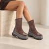 Ghete de dama,Din piele ecologica lacuita cu interior imblanit,GD1130,Maro