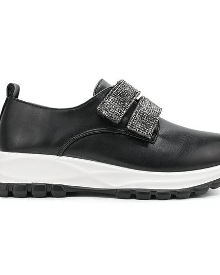 Pantofi casual de dama din piele ecologica, cu scai, P1232 - Negru